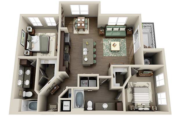 thiet-ke-phong-bep-theo-phong-cach-nhat-ban 3D моделирование дизайна квартир